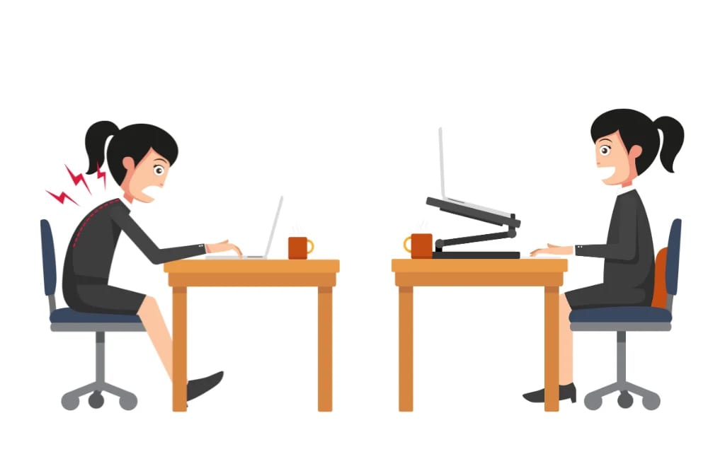 Posture assise correcte et incorrecte